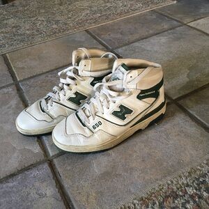 New Balance Kids High-Top Sneakers - Cream and Green